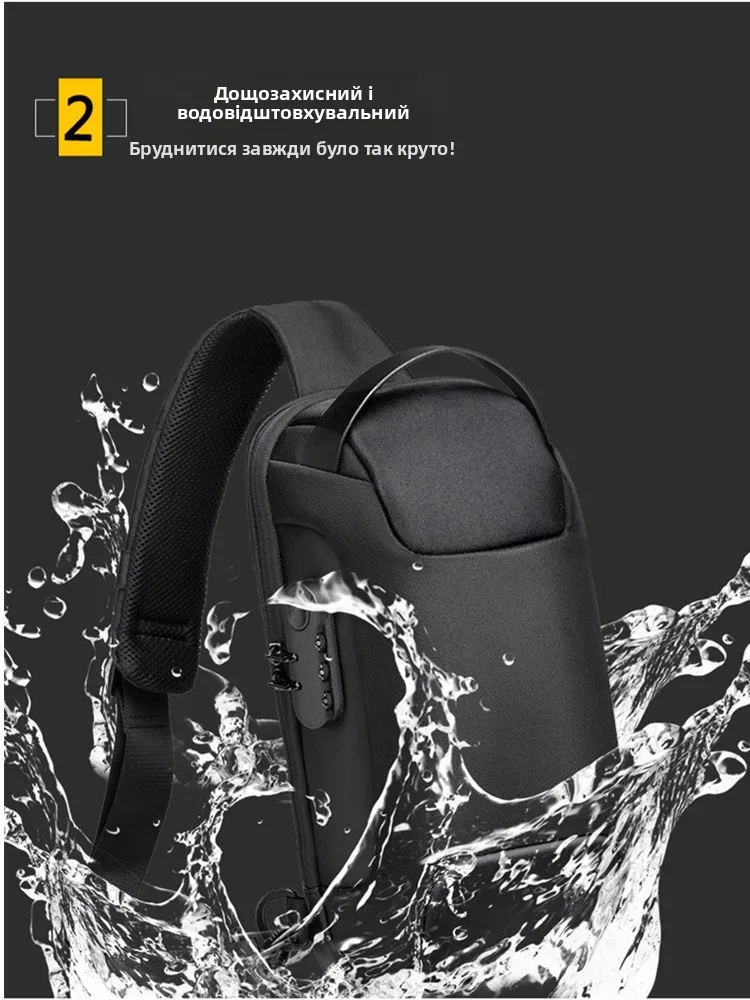 Waterproof Ox Cloth Anti-Scratch Anti-Theft Password Lo Crossbody Bag Men's Spor Diagonal oulder Bag with Internal ...