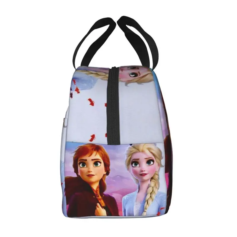 Cartoon Frozen Princess Lunch Box Women Leakproof Cooler Thermal Food Insulated Lunch Bag Office Work Reusable Picnic Tote Bags