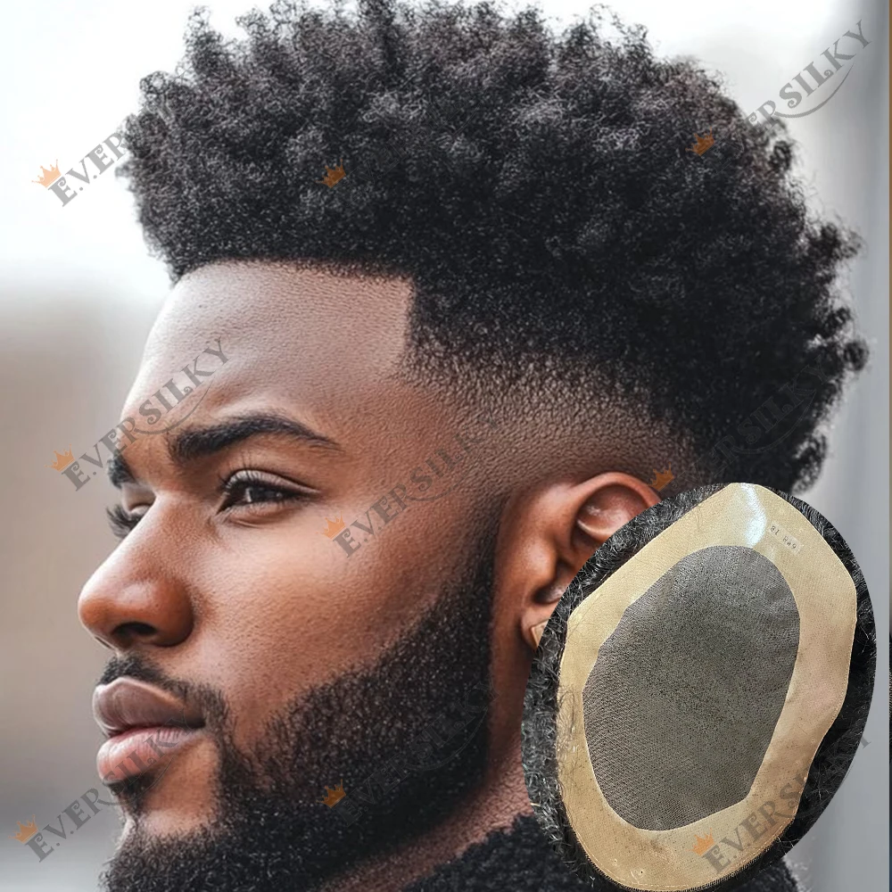 

Дышащий парик-накладка для мужчин (6 мм/4 мм), афро-кудрявый, из прочного моно-лайнера NPU, африканская система # 4 парика из натуральных волос светло-коричневого, блонд и черного цветов