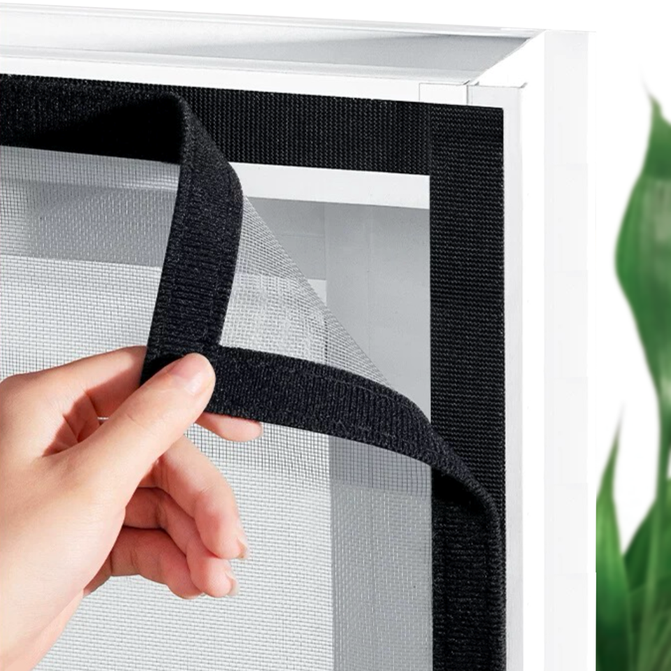 Grey Mesh Black Border Mosquito Screen Window Net, Self Adhesive Velcro Window Screen,No Drilling Removable Insect Mesh for Home