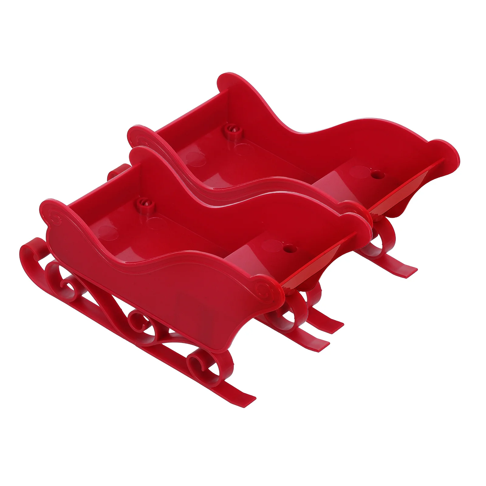 

2Pcs Santa Sleigh Ornament Elegant Design Plastic Christmas Mantelpiece Desk Decoration Holiday Centerpiece