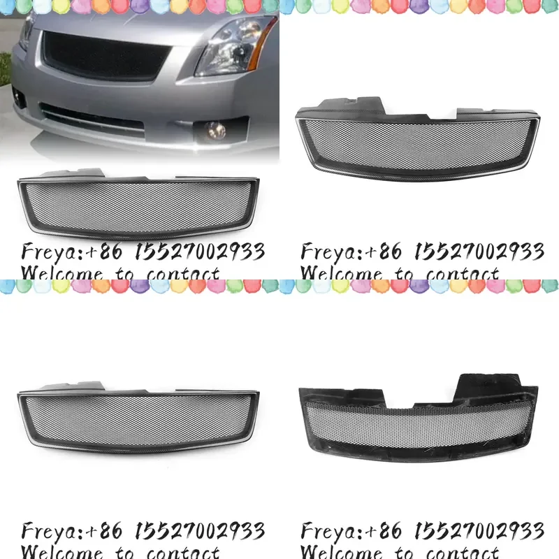 Carbon Fiber/Fiberglass Honeycomb Style Upper Bumper Hood Mesh Front Grille Racing Grill For Sentra 2007-2009 Base S