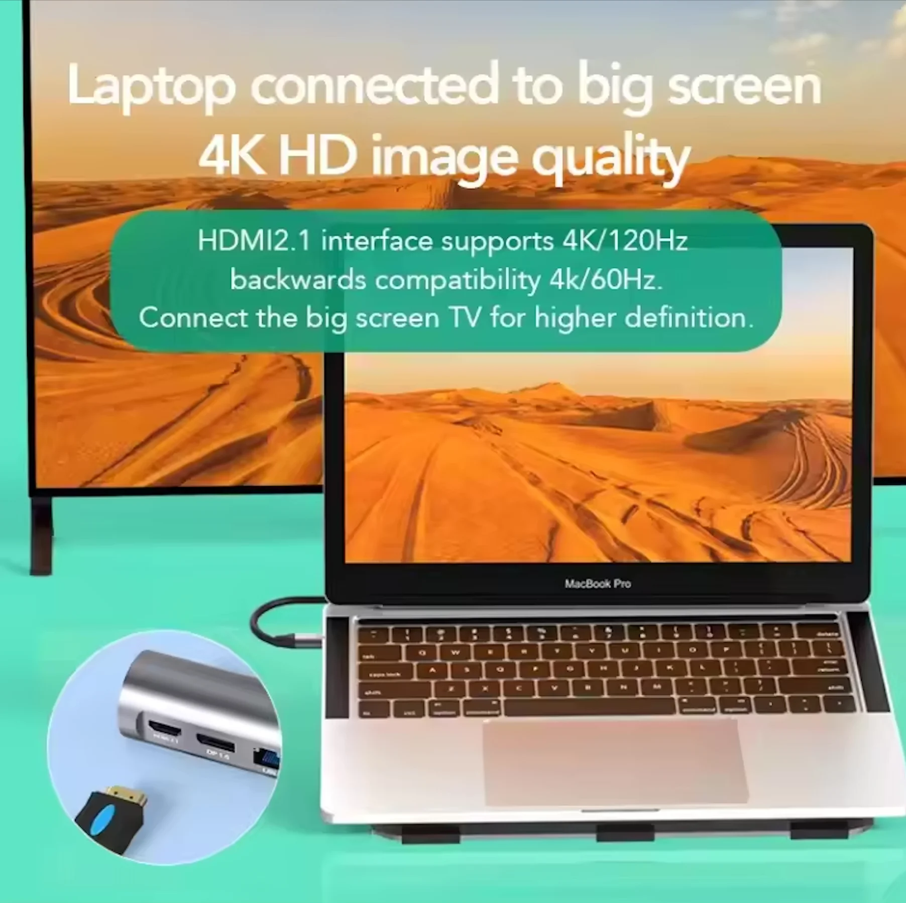 Vertical Docking Station with Laptop Stand, Macbook Stand Dock with 4K@60Hz HDMI, Ethernet Port, PD 3.0 USB A