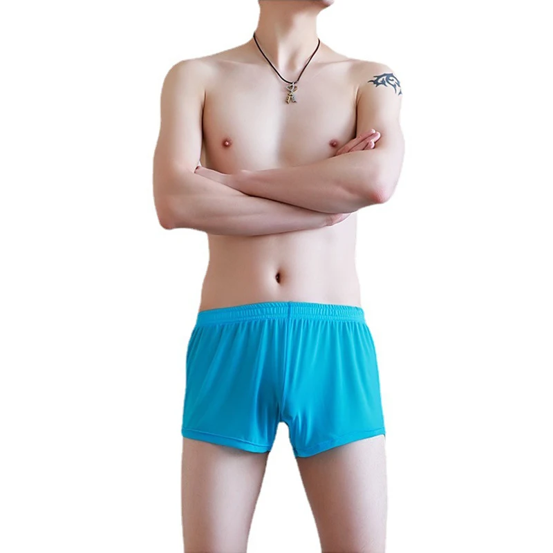 Men\'s Underwear Summer Mesh Loose Boxer Shorts Man Boxers Youth Sports Underpants Male Transparent Thin Breathable Arrow Panties