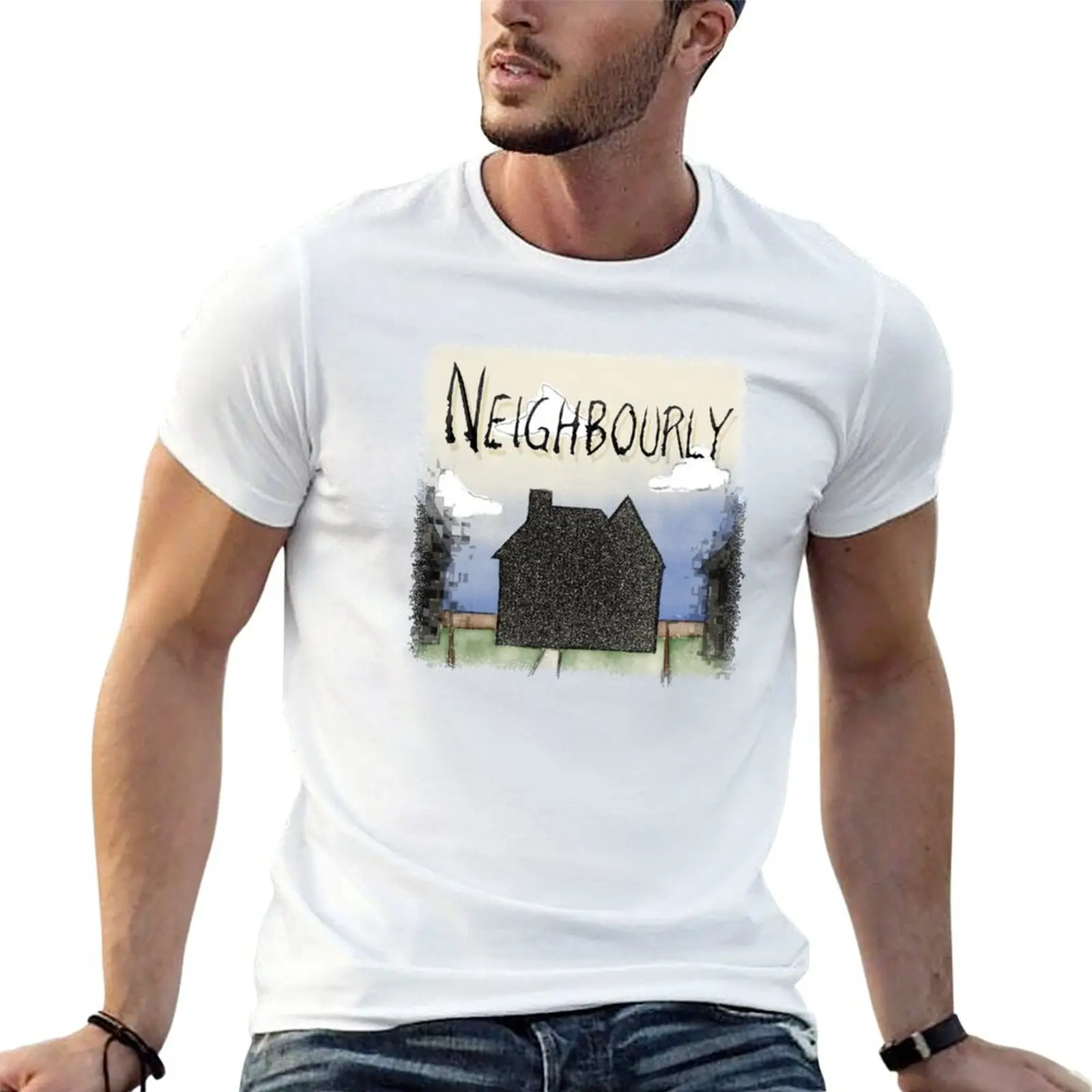 

Neighbourly House Logo T-Shirt vintage basketball graphic tees tops men clothings