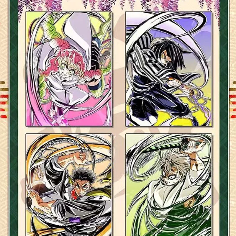 Wholesale Demon Slayer Collection Card Forbidden Fruit Culture A4 Frosted Surface Glass Sandblasting Wave2 Playing Trading Cards