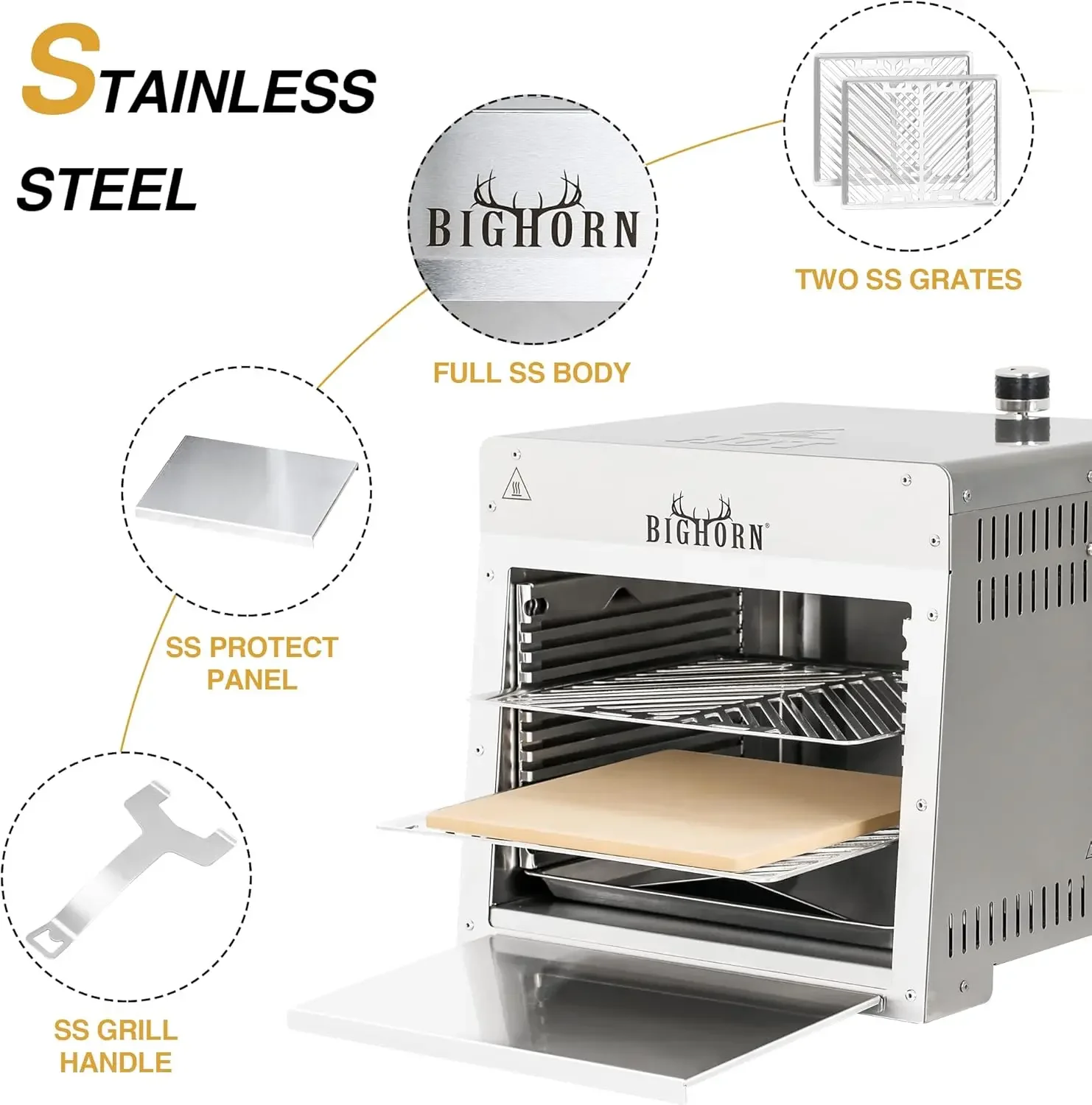 

[New Arrival!]1500°F Small Infrared Propane Gas Grill – Portable Steak Broiler & Sear Station, Outdoor Salamander BBQ with Pizza