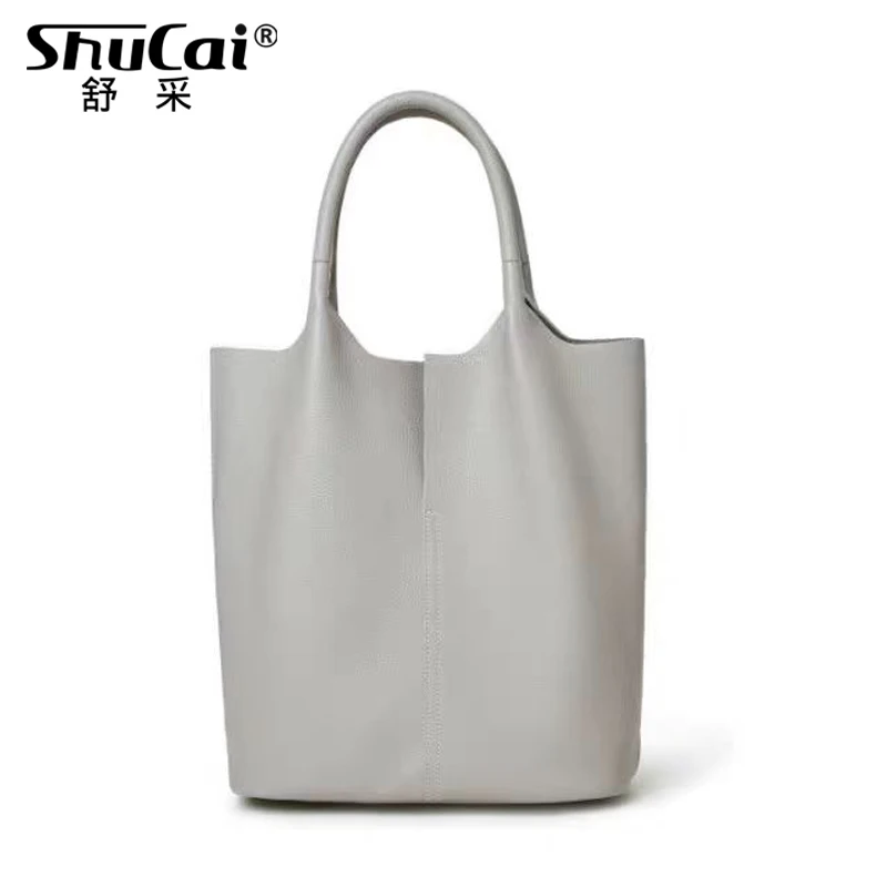 Genuine Leather Commuter Tote Bag Niche Simple Ladies Soft Leather Tote Shoulder Handbag Large Capacity