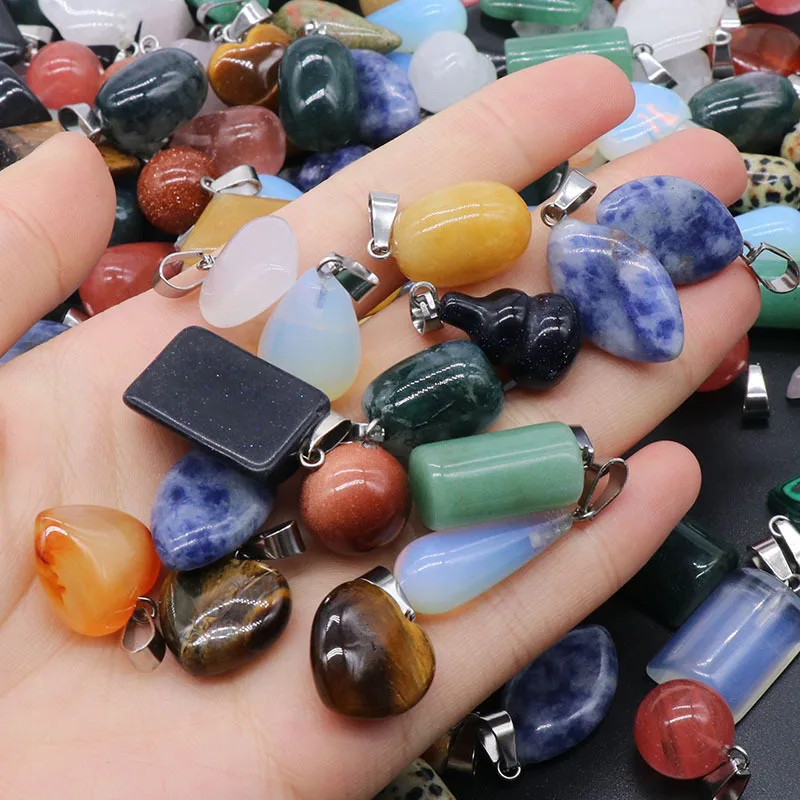 Multiple Shape Natural Stone Pendant Charms Mix Color Natural Agates Pendant fit Jewelry DIY Necklace Making Wholesale