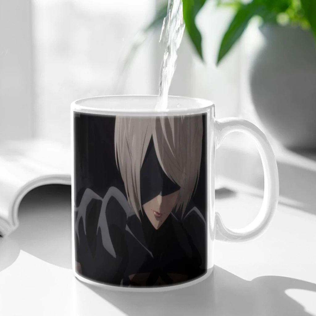 Nier Automata Anime Fight Game Sexy Girl 11oz Afternoon Tea Mug Multifunctional Ceramic Coffee Mug Porcelain Coffee Cup Drinking