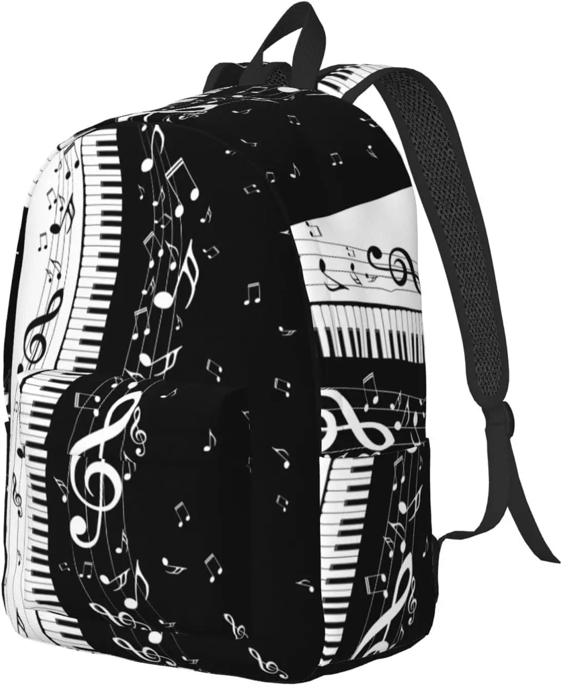 Backpack Casual Lightweight Piano Keyboard Music Notes Laptop Backpack Men Women Travel Bag Outdoor Canvas Daypack