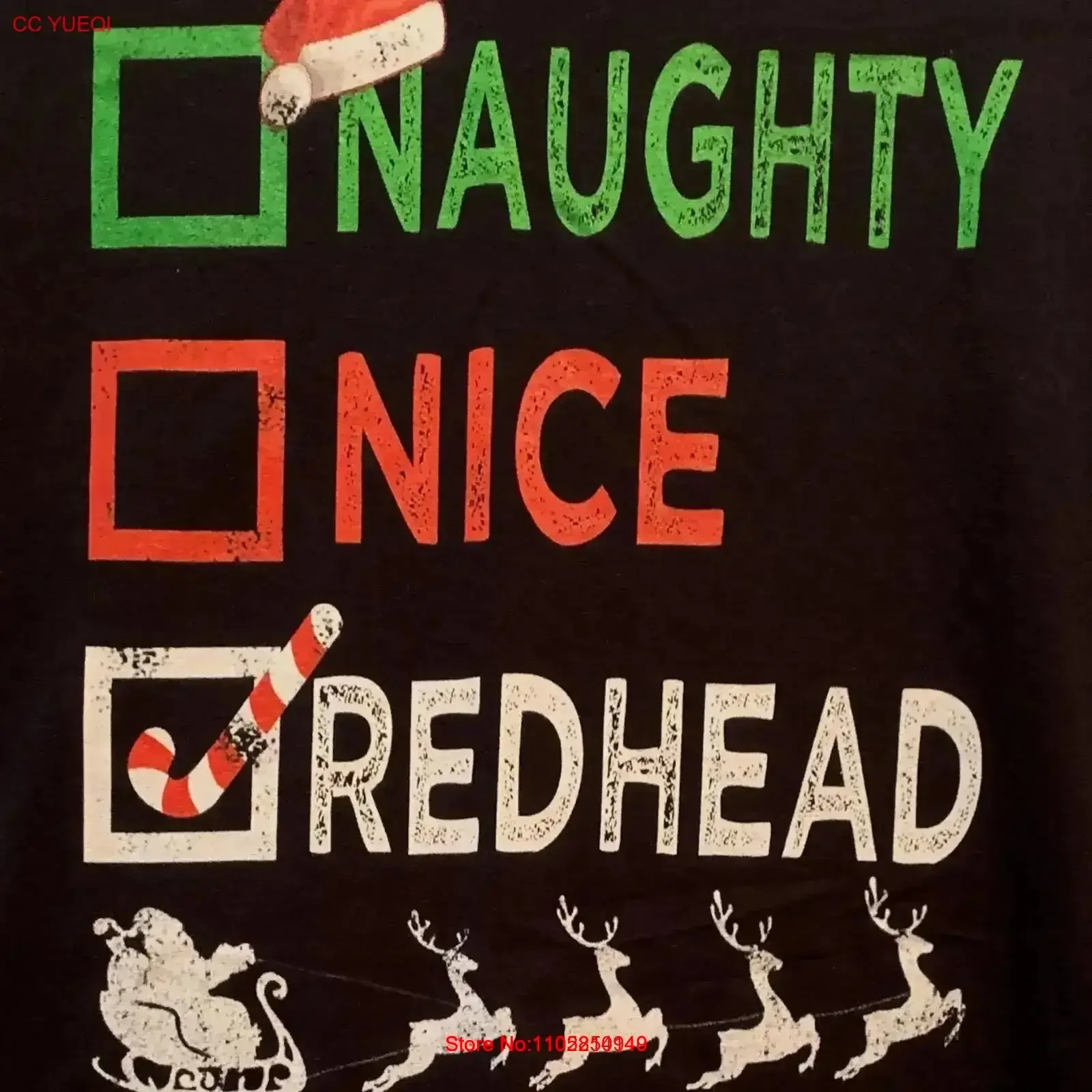 

T Shirt LADIES MED Relaxed Fit Santa's Checklist Christmas Redhead vintage Washed Stylish Stretched Soft fashion vintage