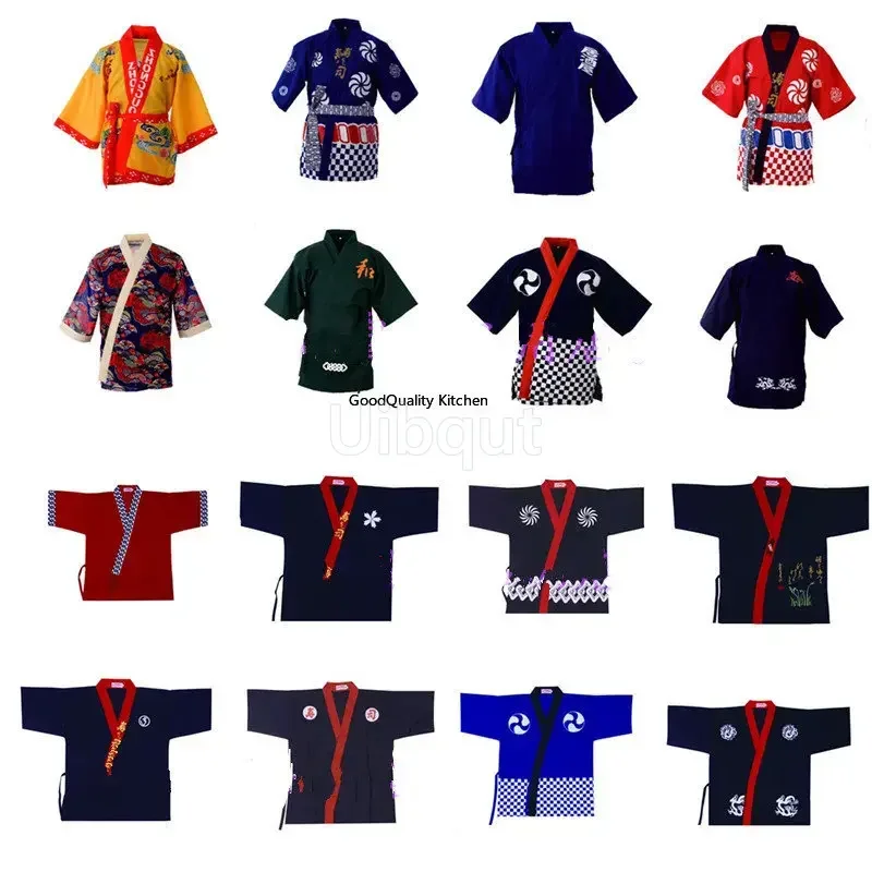 Uniforme japonés de media manga para restaurante, chaqueta de chef, fideo, Bar, camarero, cocina japonesa