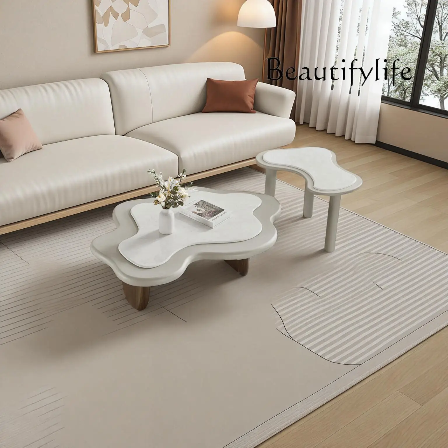 

Cream cloud coffee table combination Nordic home modern simple small apartment special-shaped irregular