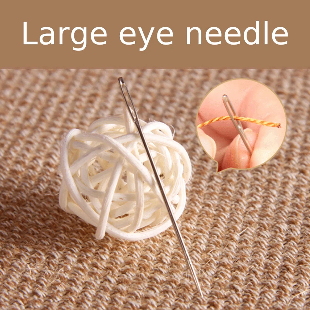

Knitting Needle Set Thick Shaft Large Eye Blunt Tip For Hand Sewing Crochet Cross Stitch Sewing Needles Fabric White