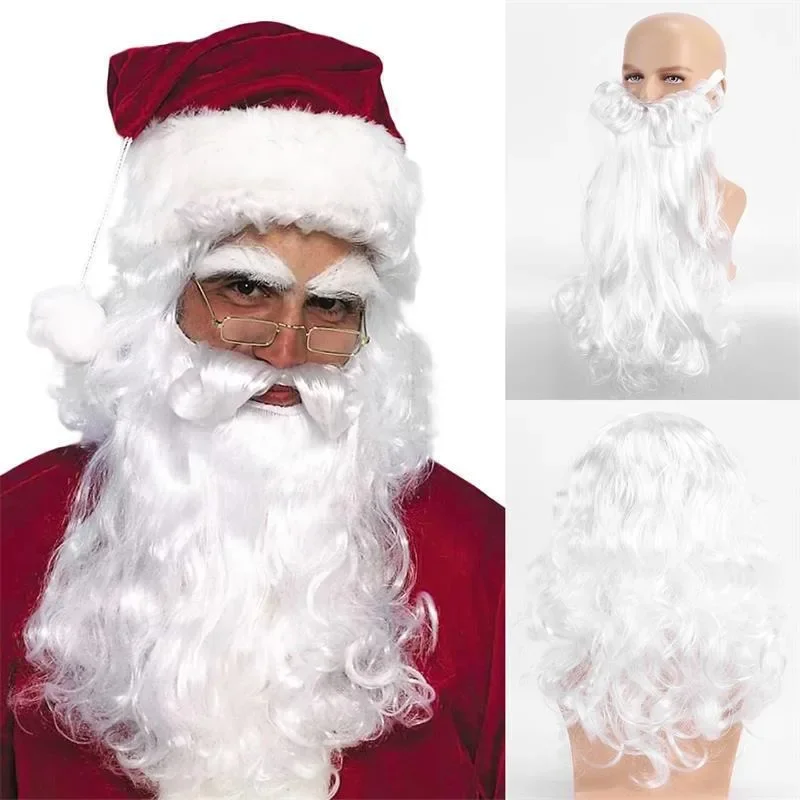 

Christmas Headwear Wig Christmas Ball Role Dress Up Vibes Accessory Long Curly Hair Headgear Suit Santa Claus White Beard