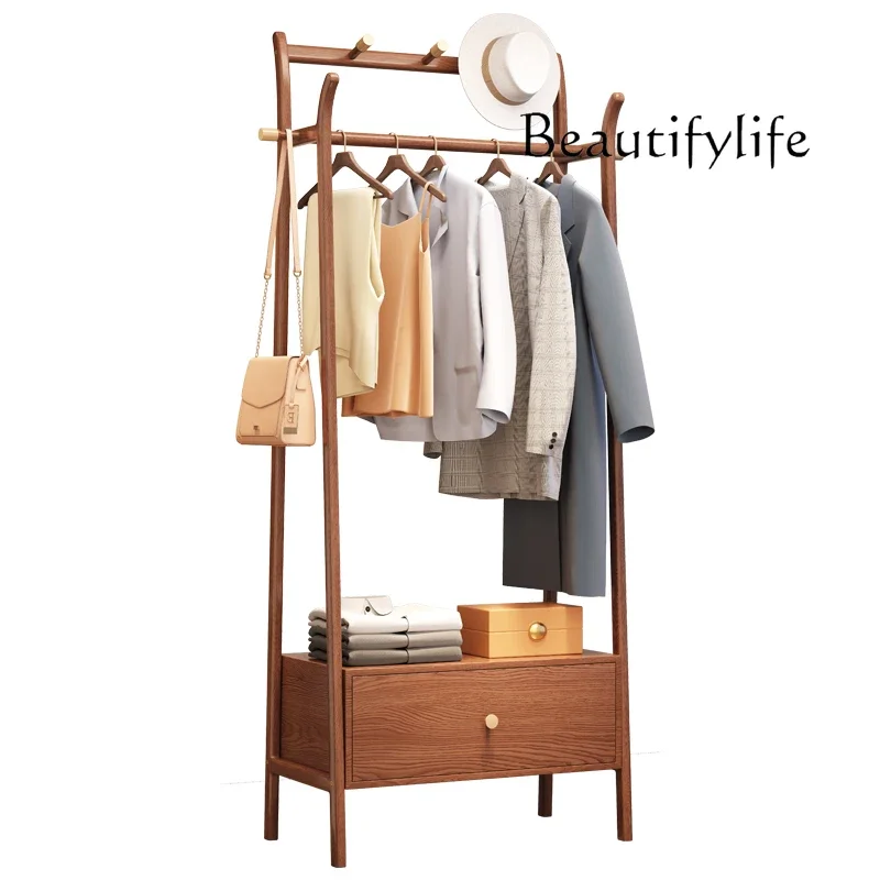 Ash wood Chinese hanger floor-to-ceiling bedroom solid wood living room coat rack household clothes rack