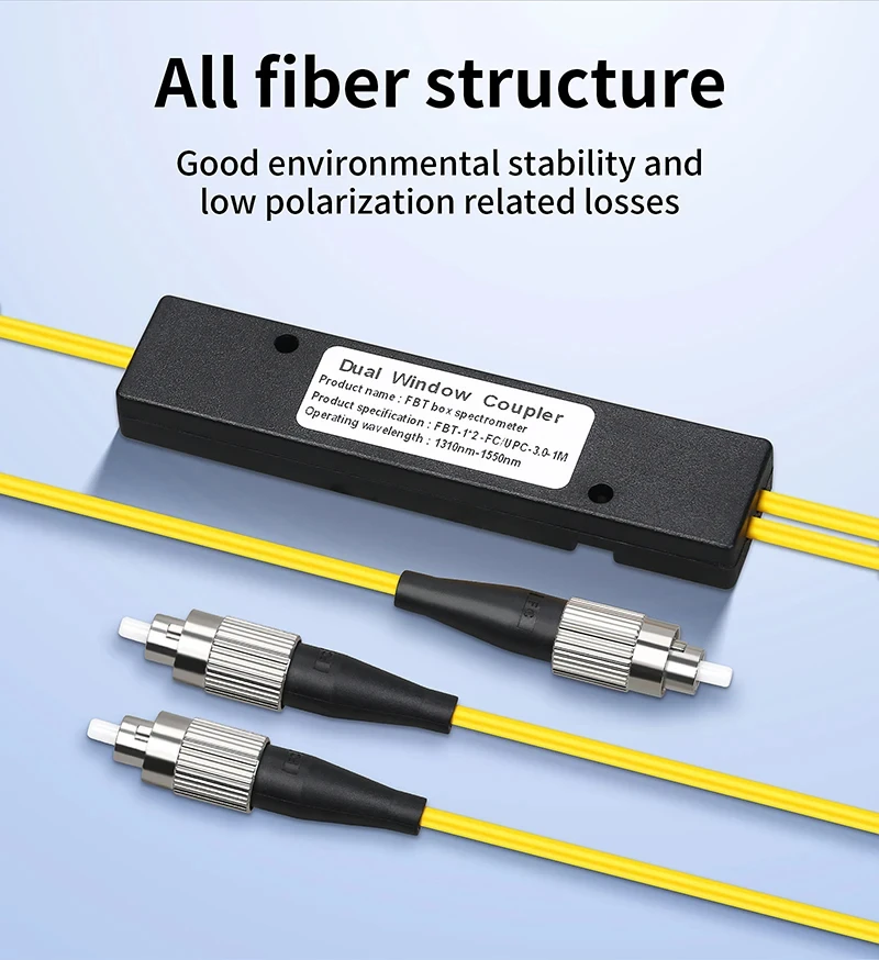 1x2 FCUPC Fiber Optic Splitter FTTH Tapered 1 to 2 Splitter Box 1 Point 2 PLC Optical Fiber Splitter Box