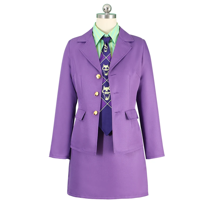 

Anime Womens Cosplay Kira Yoshikage Cosplay Costume Purple Style Female Coat Shirt Skirt Pants Sailor Dress Suit Halloween