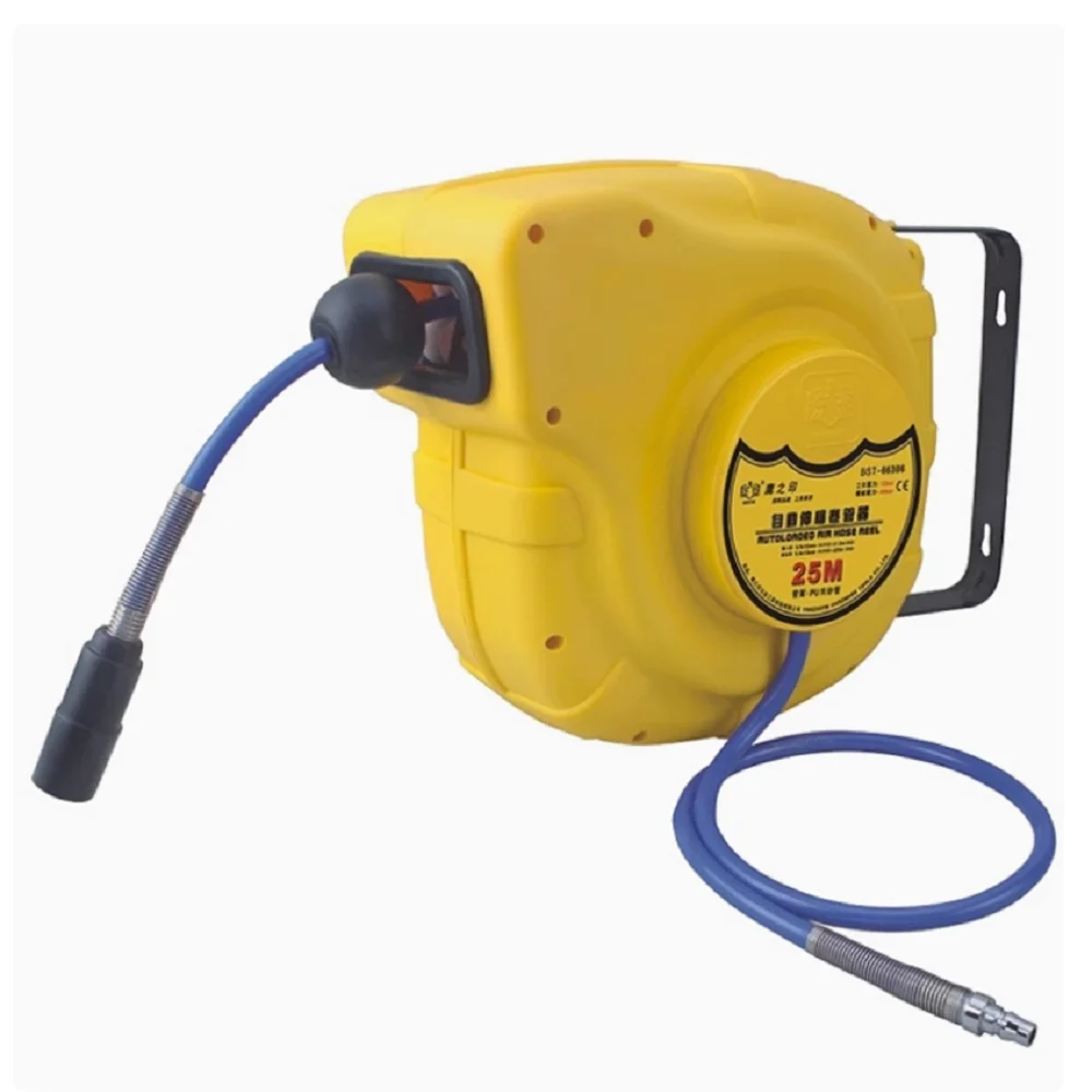 Ferramenta BESTIR: Prensa de trabalho para tubos com conector de 1/4" BSP 12M e grampo para fio PU, pressão de 12 bar, pressão de ruptura de 65 bar, carretel de mangueira de ar com carregamento automático, tambor de ar suspenso, ferramenta automotiva