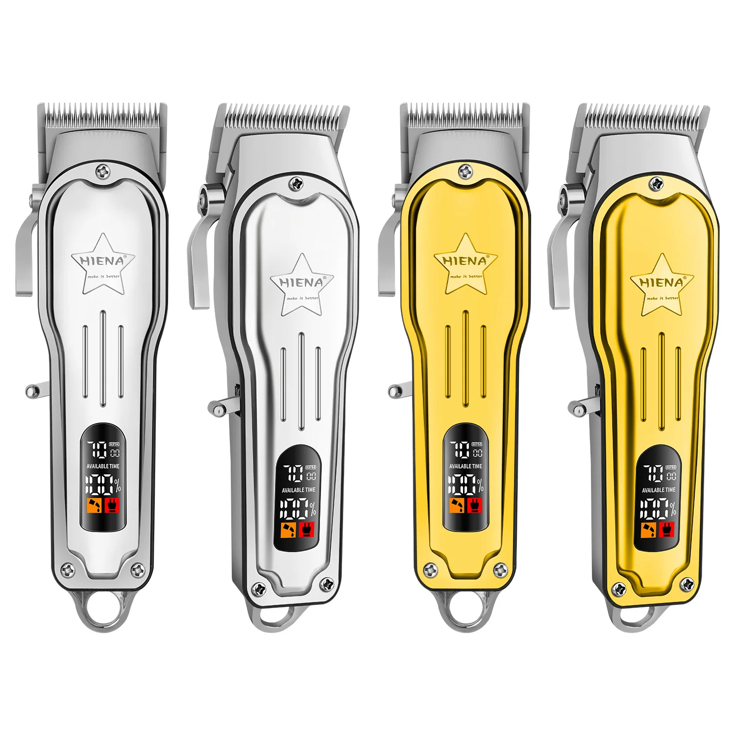HIENA مقص الشعر مجموعة 2000mAh عالية الطاقة الكهربائية الشعر المتقلب الصامت نحت آلة قطع الشعر الرجال الحلاقة شفرات HYN-276