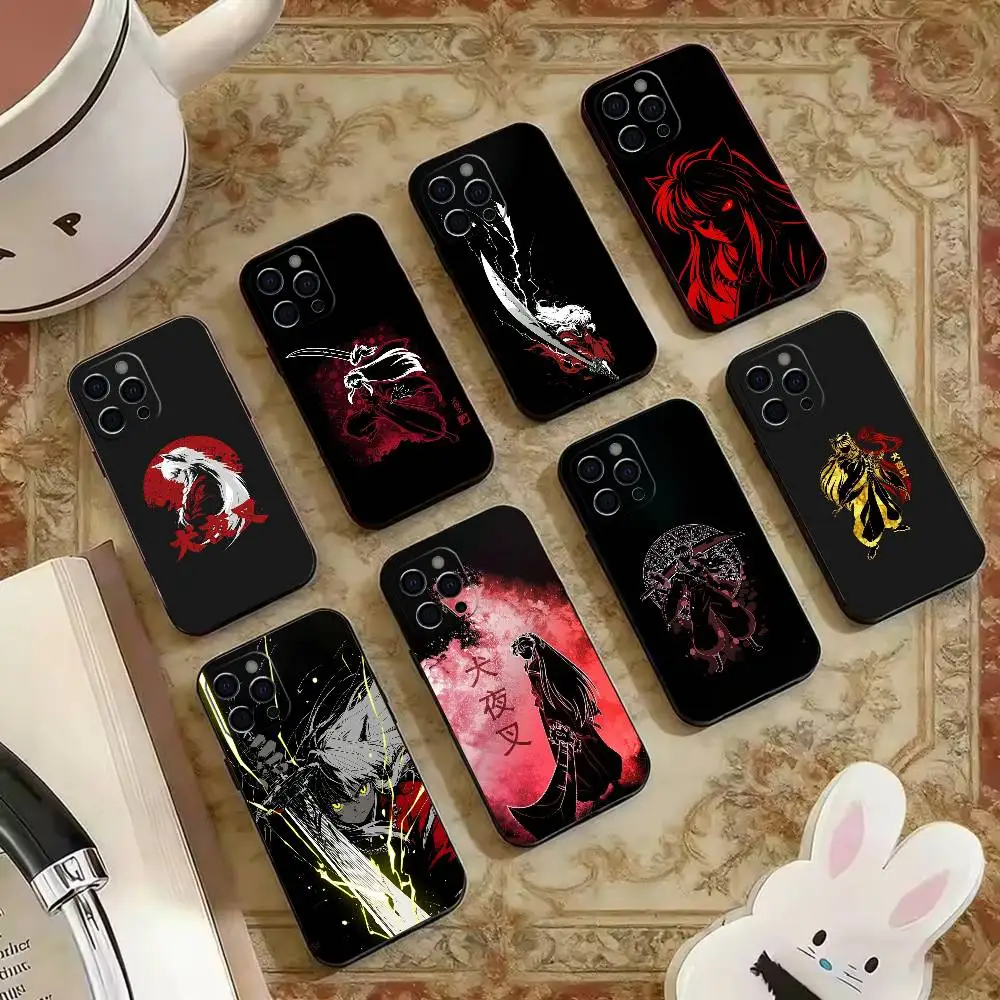Coque de téléphone Half-demon destiny-Inuyasha pour iPhone 16,17,14,14,13,12,11 Plus,ProMax,XS, coque en silicone noir souple
