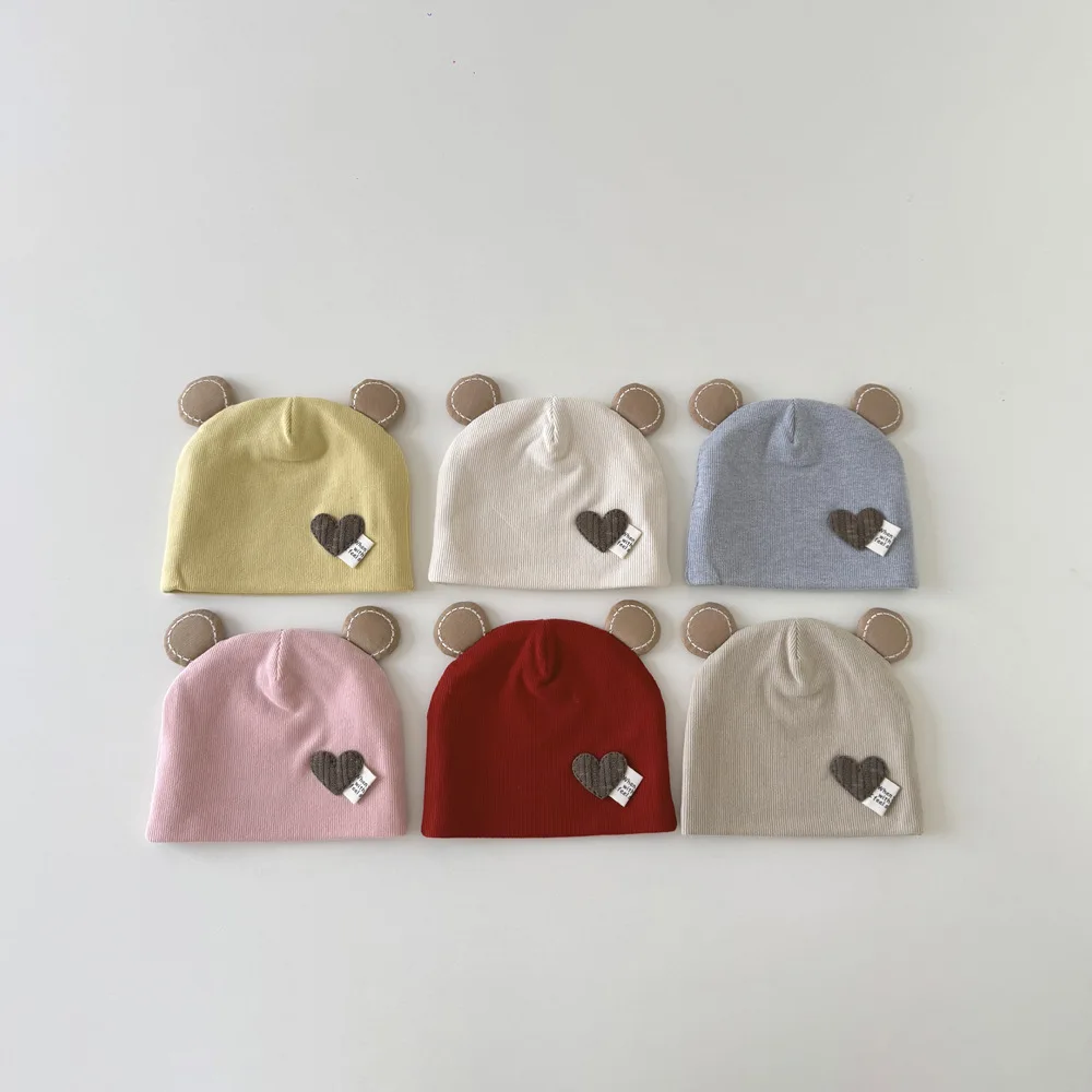 

0-1Y Baby Hat Four Seasons New Love Bear Head Baby Boneless Fetal Hat Newborn Infant Pullover Cap