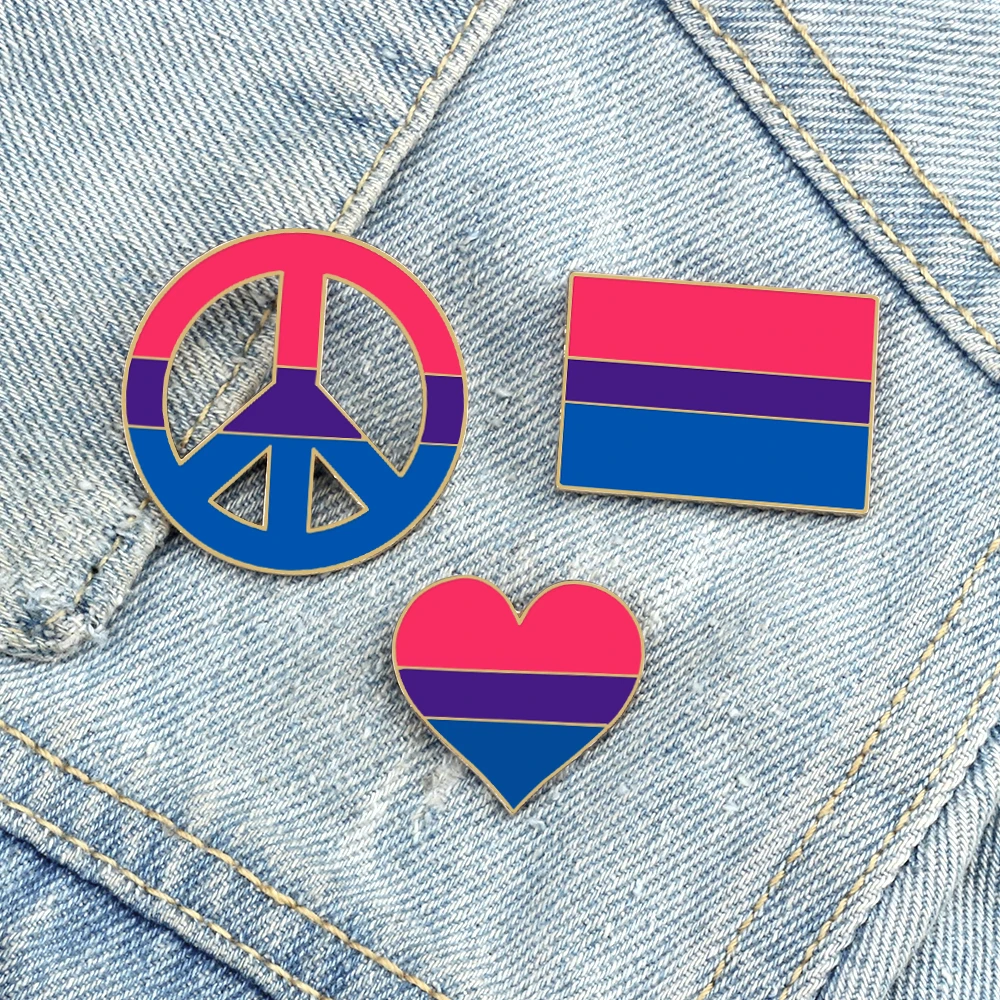 LGBTQ ثنائي الجنس فخر المينا دبوس على شكل قلب السلام العلم دبابيس كول مثلي الجنس مثليه التلبيب دبابيس حقيبة الدنيم شارة الحب He/She مجوهرات