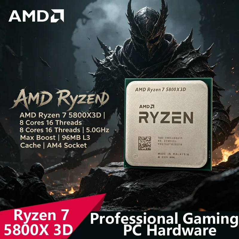 

AMD Ryzen 7 5800X3D AM4 Gaming CPU with 3D V-Cache｜8C/16T,5.0GHz,96MB L3,105W DDR4 Desktop Processor,Tray Version No Cooler