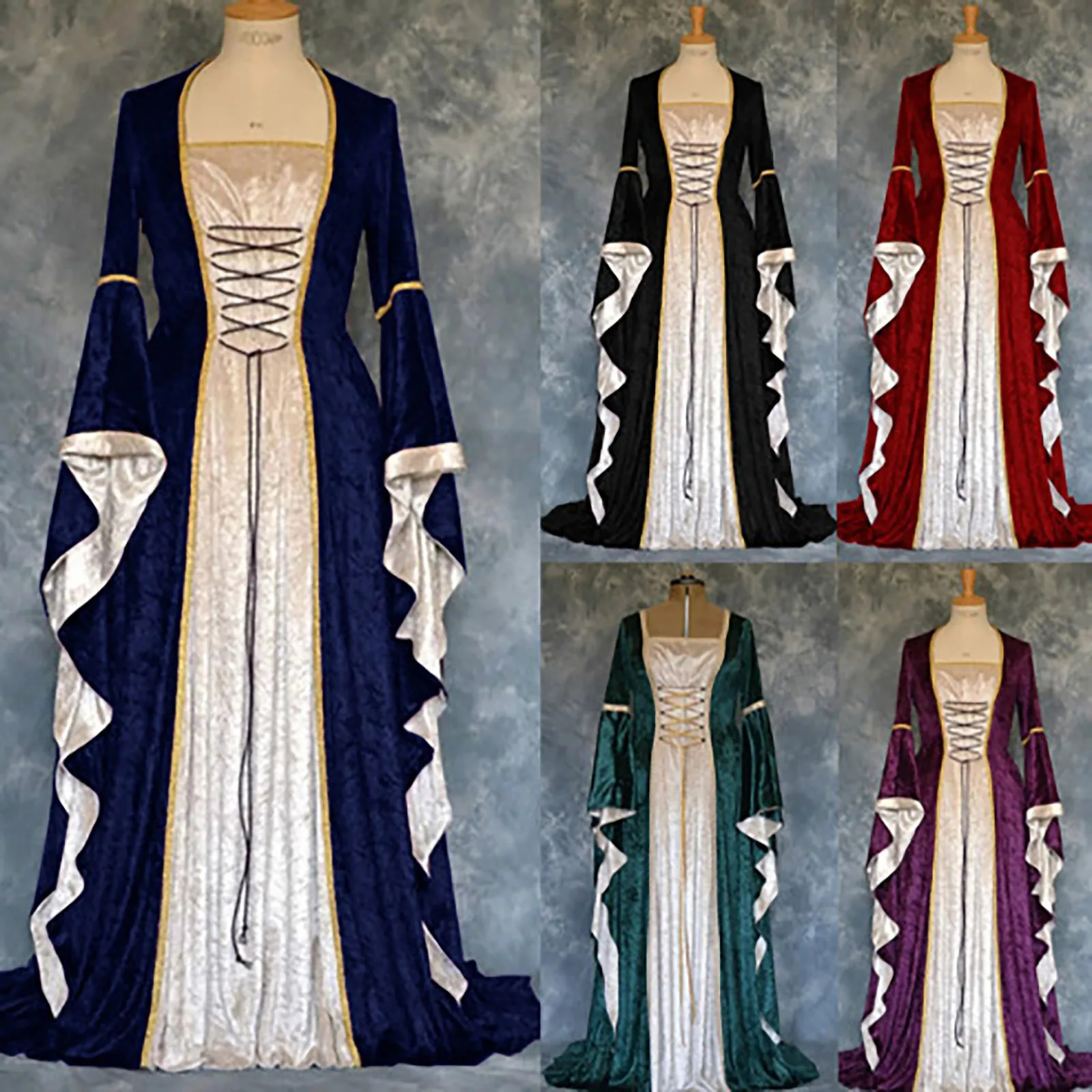 

Long Dress Elegant Witch Masquerade Costume Halloween Women Plus Size Medieval Retro Court Princress Cosplay Costume 할로윈 코스튬
