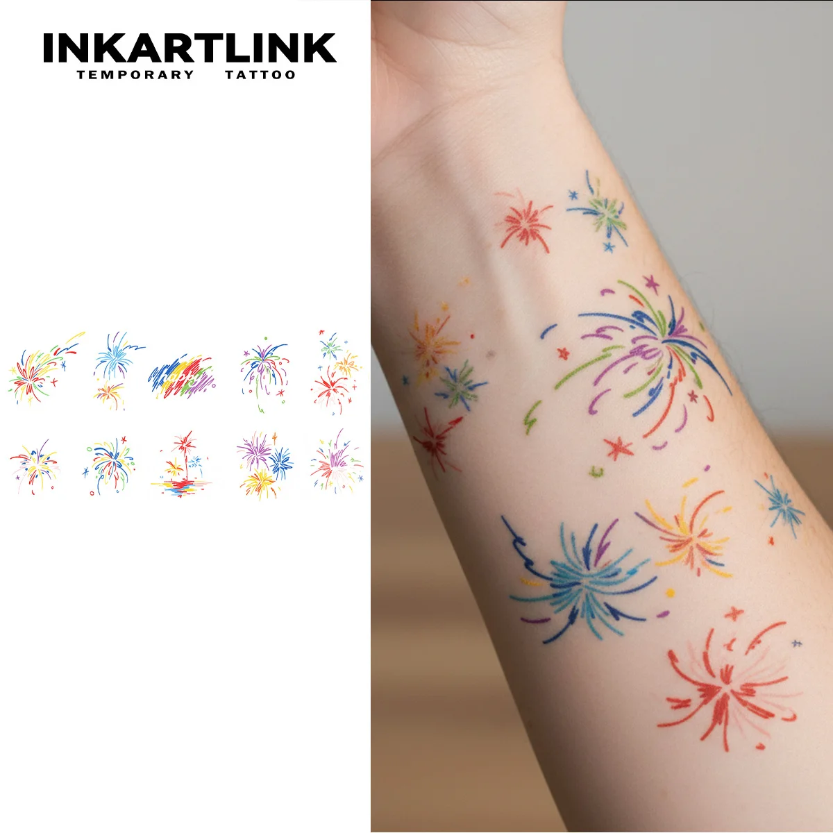 INKARTINK Temporary Tattoo Stickers Hand drawn Waterproof Color Printing Temporary Tattoo Party Supplies DIY Stickers