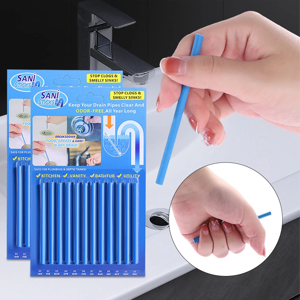 12Pcs/box Cleaning Stick Decontamination Kitchen Toilet Bathtub Sewer Cleaner Convenient Kitchen Accessories