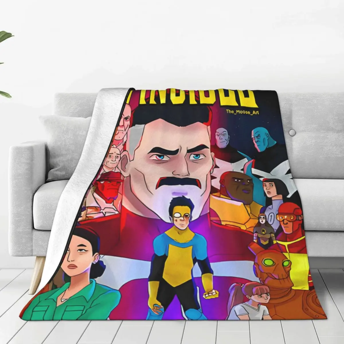 Invincible Cartoon Superhero Film Blanket Coral Fleece Plush Bed Ommni Man Throw Blankets Comfortable Super for Couch Bedding