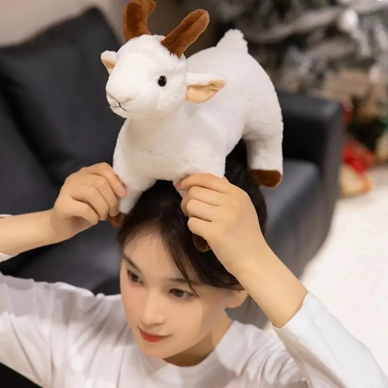 Śliczne piękne kozy pluszaki słodka kojąca lalka miękka wygodna koza lalka wczesna edukacja zabawka dla małych dzieci A2UB