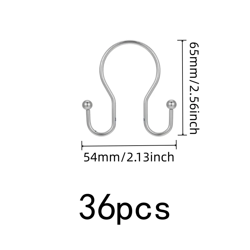 36 pcs Silver Double Ear Shower Rings, Smooth Sliding on Shower Curtain Rods, Easy Installation, Durable