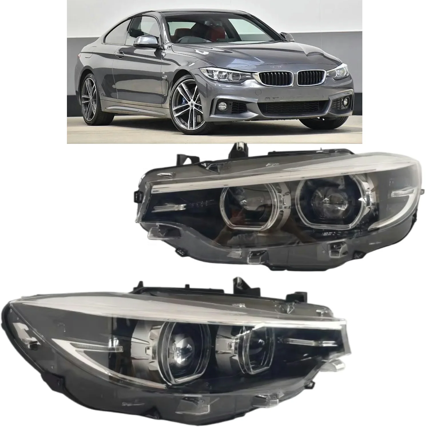 F32 F33 2017-2020 LED Front Headlight Assembly OEM Plug and Play Angel Eye Auto Lamp Parts