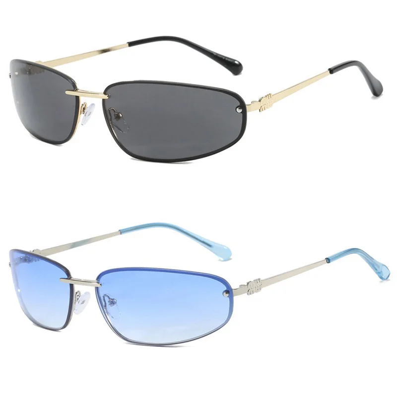 2 قطعة خمر موضة البيضاوي المعادن النظارات الشمسية النساء الرجال الرجعية الاتجاه العلامة التجارية نظارات شمسية القيادة السفر الذكور الإناث نظارات UV400 #4