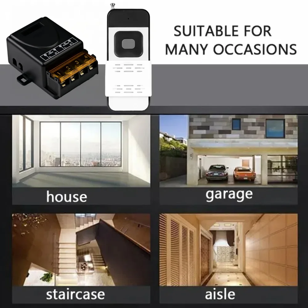 무선 리모컨 조명 스위치, 릴레이 리시버, 조명 램프 선풍기 광범위 송신기, 433MHz, 110V, 220V, 30A, 1000m