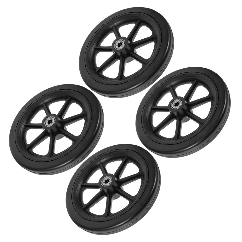 2Pairs 7 Inch Heavy Duty Wheelchair Replacement Front Wheels Universal Anti Slip Solid Tire Wheel Chair Wheel Caster