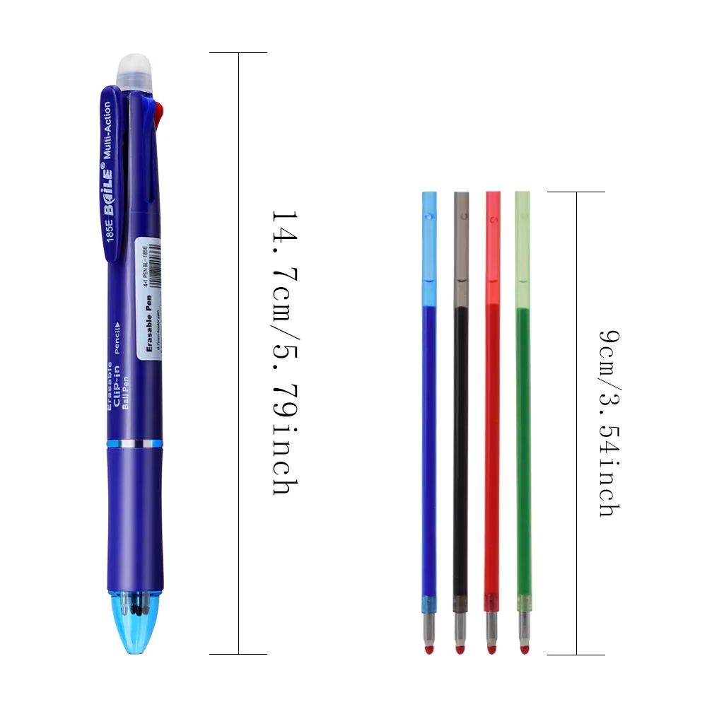 5 In 1 Multicolor Erasable Gel Pen with 4 Colors Replaceable Pen Refill 1 Automatic Pencil Lead Stationery School Writing Supply