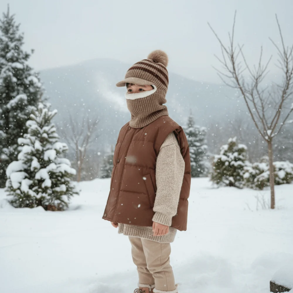 

Подарочная термошапка 2-в-1: толстая вязаная шапка-балаклава с защитой ушей, легкая, с помпоном, на флисовой подкладке, теплая, для походов