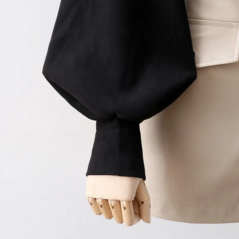Chemise boutonnée à manches lanterne pour femme, chemisier vintage, élégant, blanc, noir, mode, livraison directe, 2024