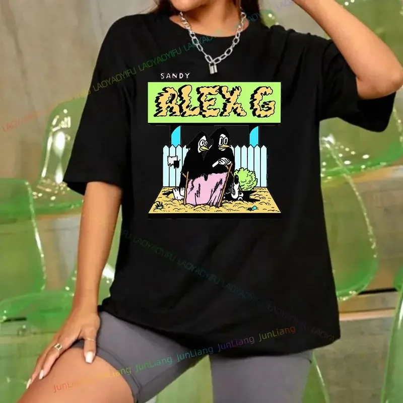 Alex G Funny Print T-shirt Fashion Style Gothic Casual Top Loose Short Sleeve Crew-neck Shirt
