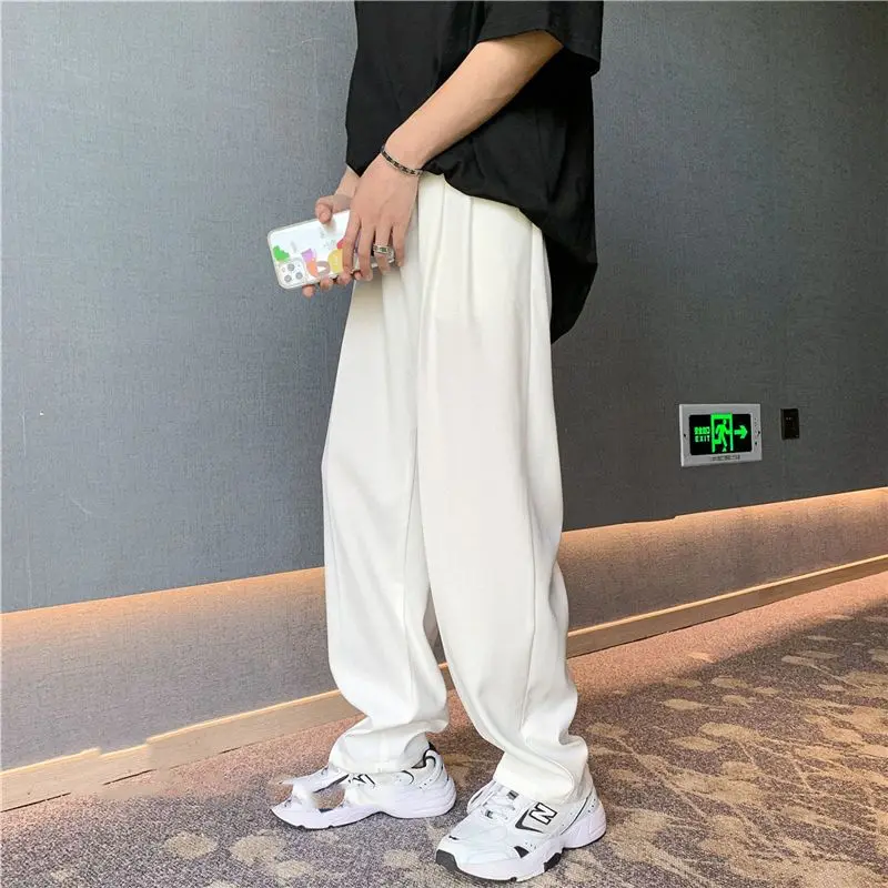 Spring Autumn New Fashion High Waist Solid Trousers Men\'s Clothing Loose Pockets All Match Y2K Trend Straight Casual Chic Pants