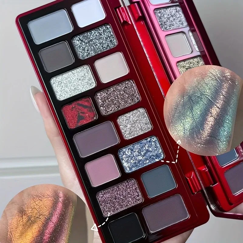 16 Color Flash Polarized Chameleon Eyeshadow tray Matte Pearl Chameleon Cool Smoky Gothic Everyday Play Makeup, Carnival