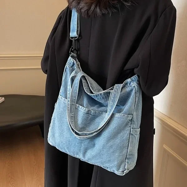 Bolso de hombro grande de mezclilla perezoso para mujer, bolso de mano portátil de moda para Festival de Primavera 2025, bolso de mano para ir al trabajo de gran capacidad