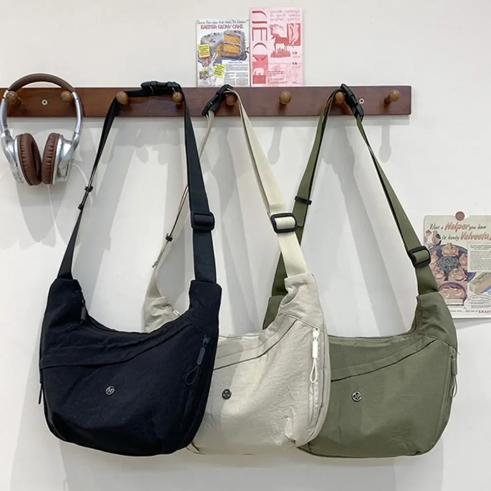 Korean Style Nylon Crossbody Bag Large Capacity Handbag Oxford Cloth Shoulder Bag Pure Color All-match Dumpling Bag Women