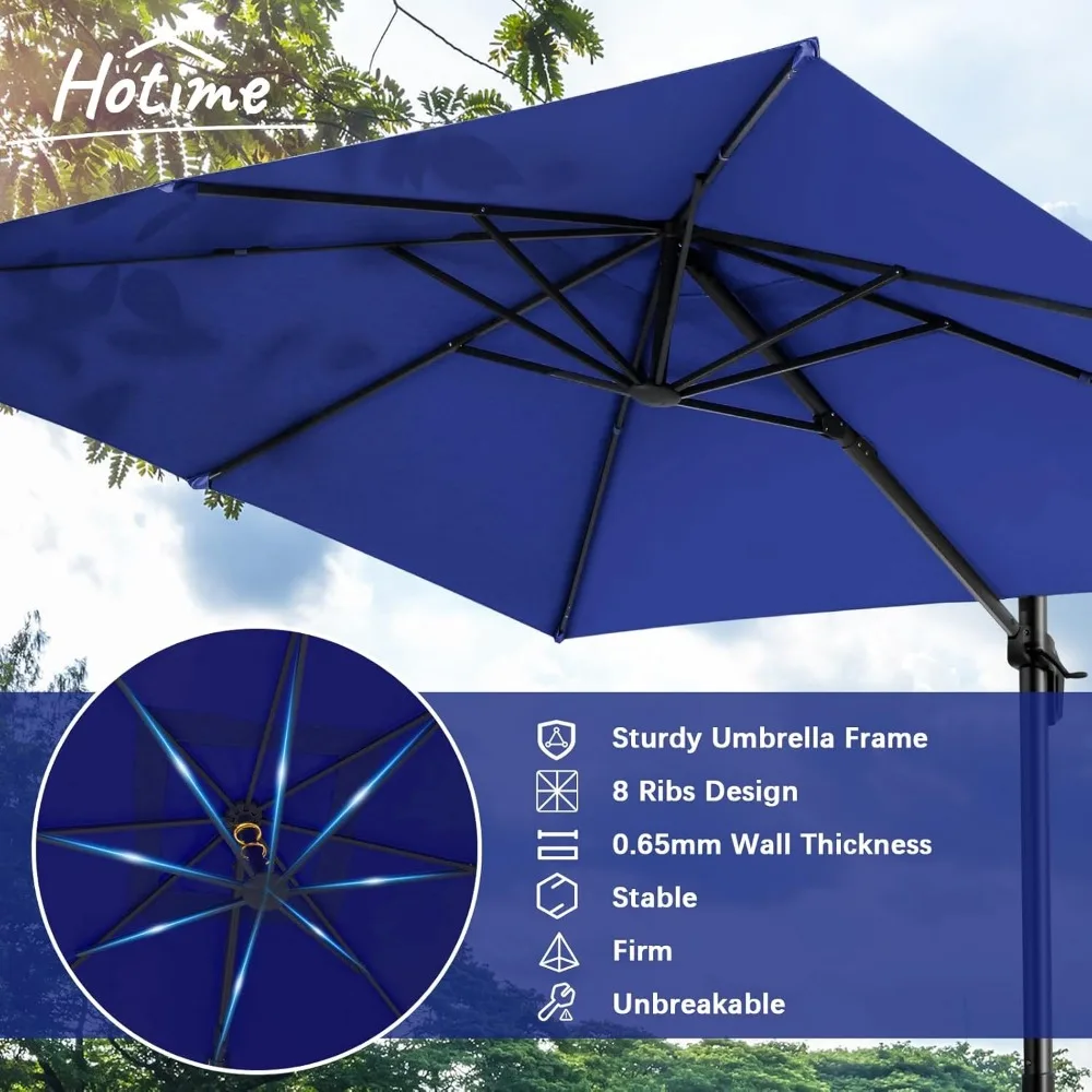 10x10ft Patio Umbrella Outdoor Cantilever Umbrella, Aluminum Offset & 5-Position Height Design