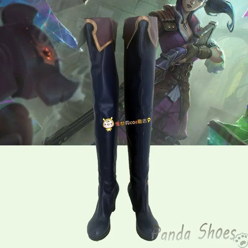 

Туфли для косплея LOL, Caitlyn, кирмаман, комикс, Аниме игра «Лига Легенд», черные длинные сапоги, косплей, костюм, реквизит, обувь для Хэллоуина