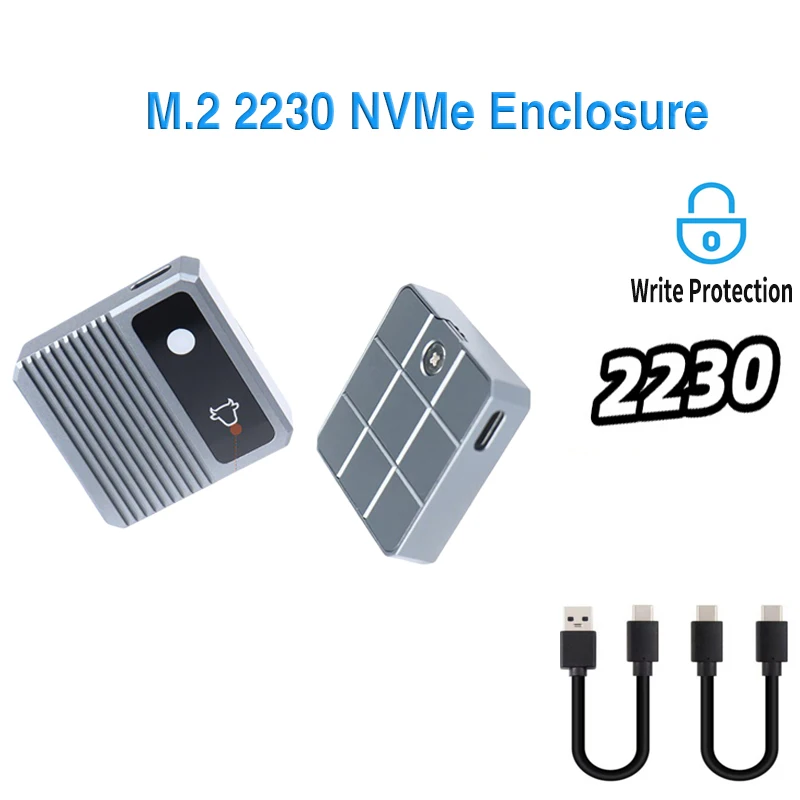 M2 SSD Case M.2 NVMe 2230 SSD Enclosure, USB 3.2 10Gbps to NVME M Key External Solid State Drive Case with Write Protection Box